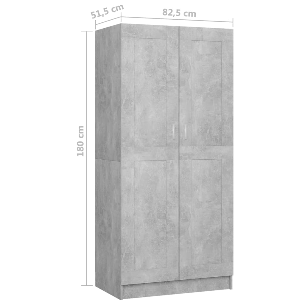 vidaXL Kledingkast 82,5x51,5x180 cm spaanplaat betongrijs