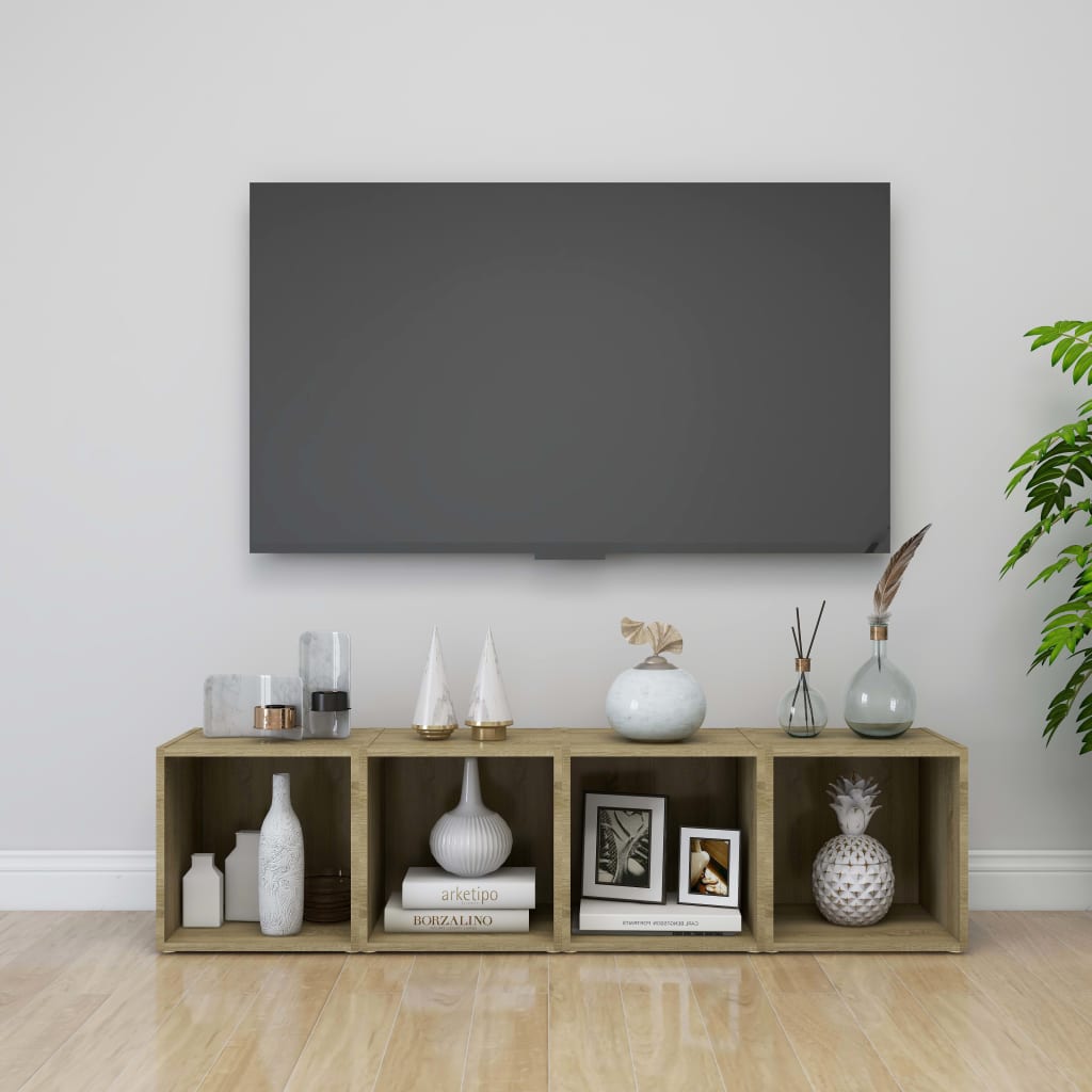 vidaXL Tv-meubelen 4 st 37x35x37 cm bewerkt hout sonoma eikenkleurig