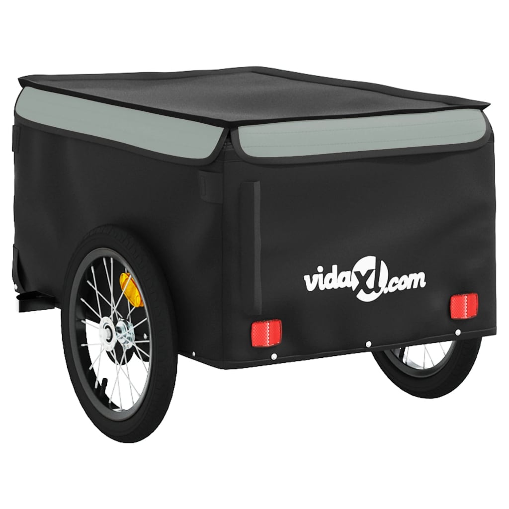vidaXL Fietstrailer 45 kg ijzer zwart en grijs