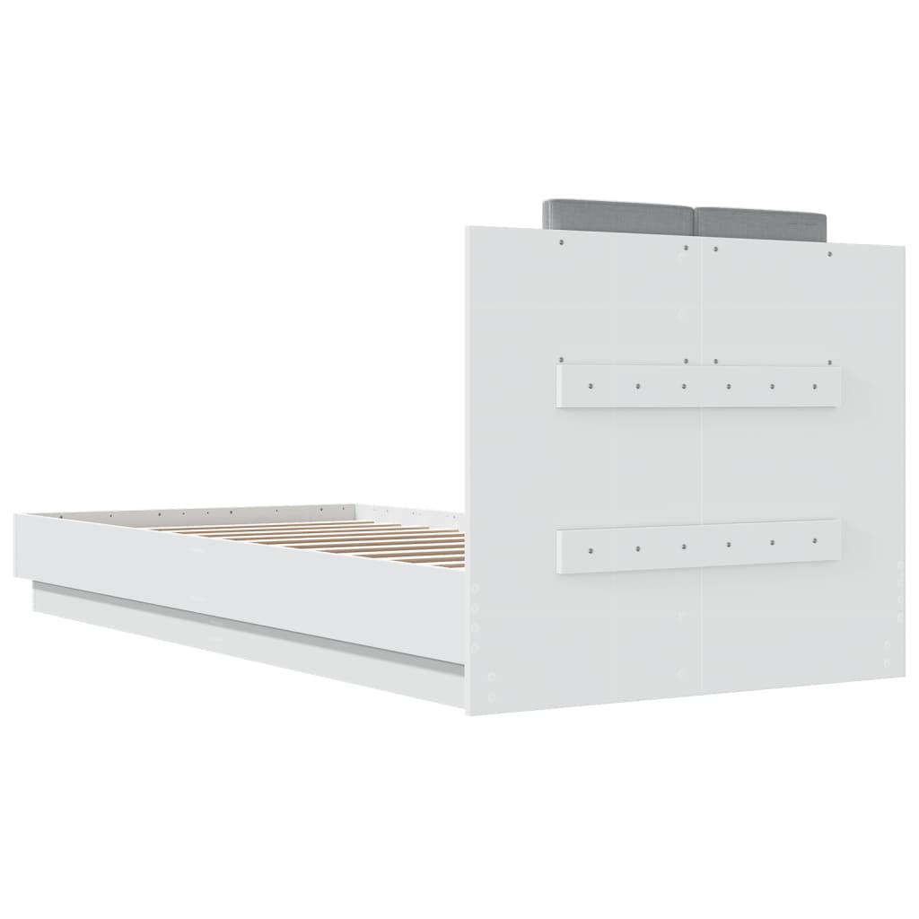 vidaXL Bedframe met hoofdbord bewerkt hout wit 90x200 cm