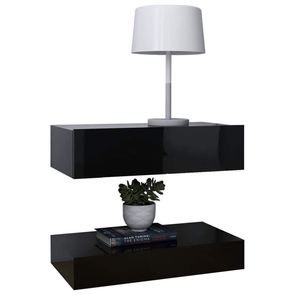 vidaXL Tv-meubel met LED-verlichting 60x35 cm hoogglans zwart