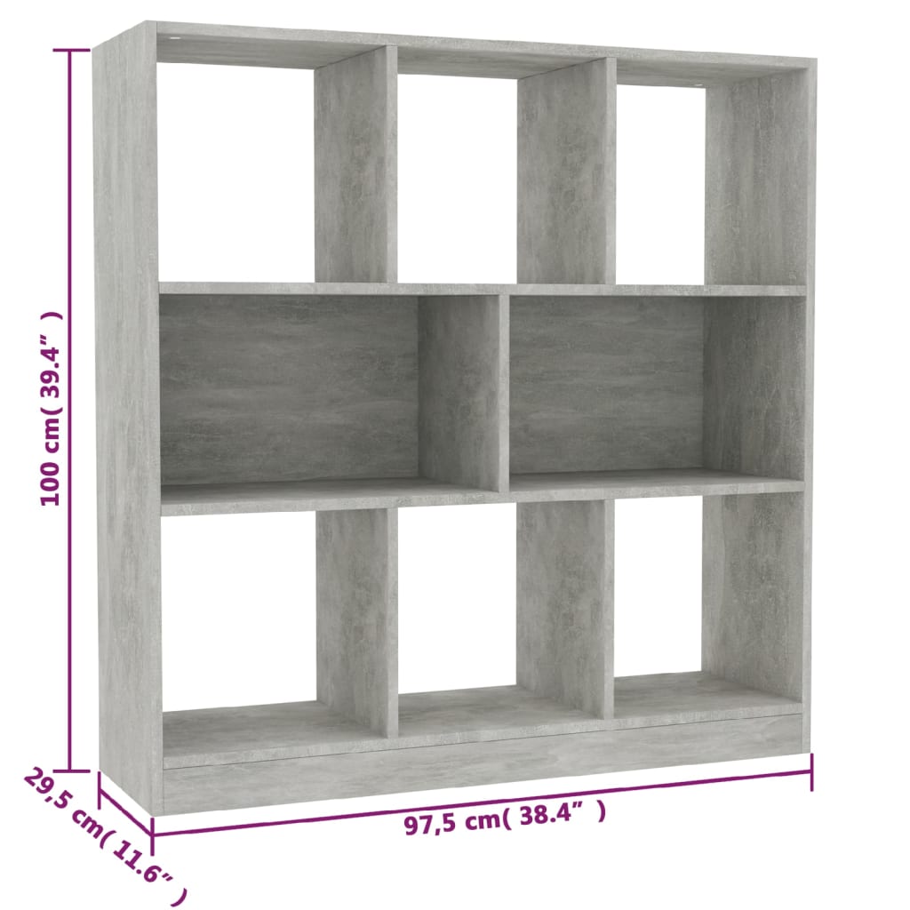 vidaXL Boekenkast 97,5x29,5x100 cm bewerkt hout betongrijs