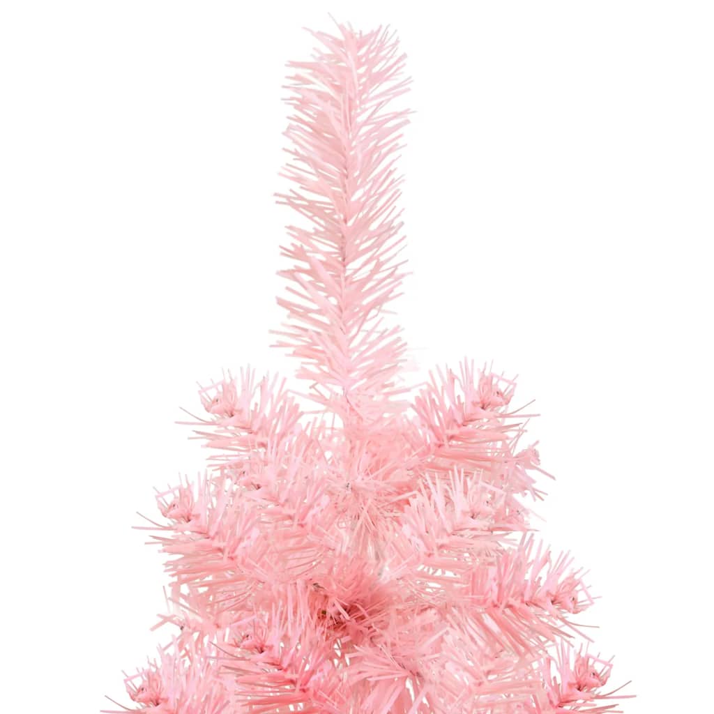vidaXL Kunstkerstboom half met standaard smal 150 cm roze