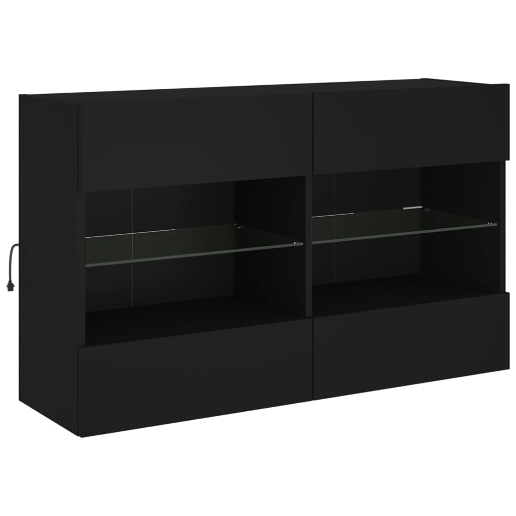 vidaXL 6-delige Tv-wandmeubelset met LED-verlichting zwart