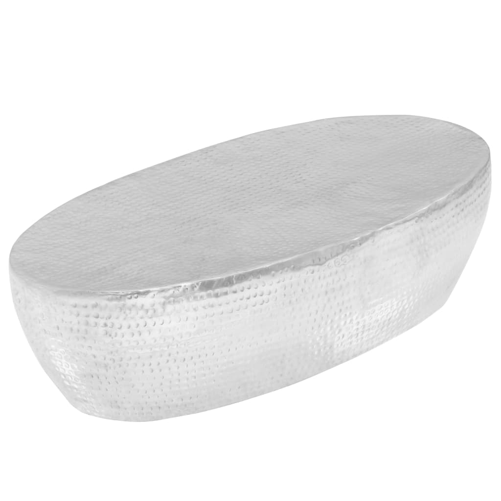 vidaXL salontafel 100x50x28 cm gehamerd aluminium zilver