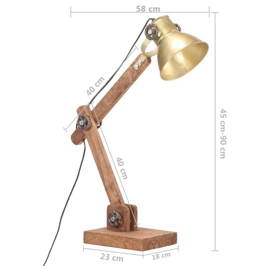 vidaXL Bureaulamp industrieel rond E27 58x18x90 cm messingkleurig