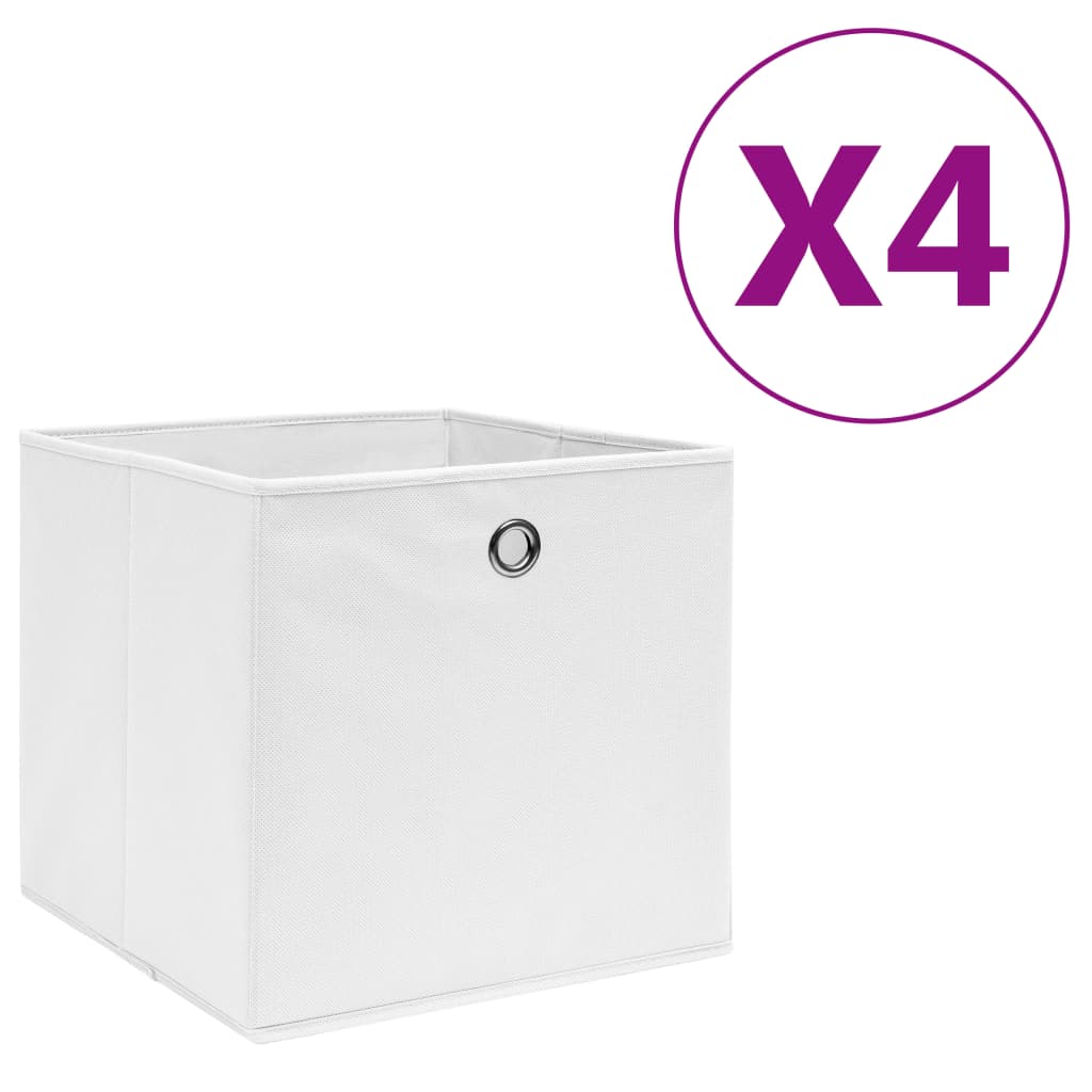 vidaXL Opbergboxen 4 st 28x28x28 cm nonwoven stof wit