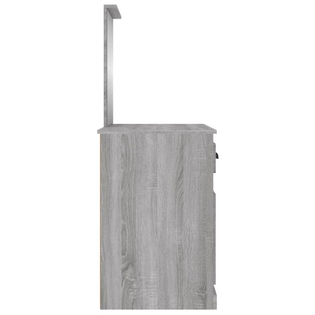 vidaXL Kaptafel met spiegel 90x50x132,5 cm bewerkt hout grijs sonoma