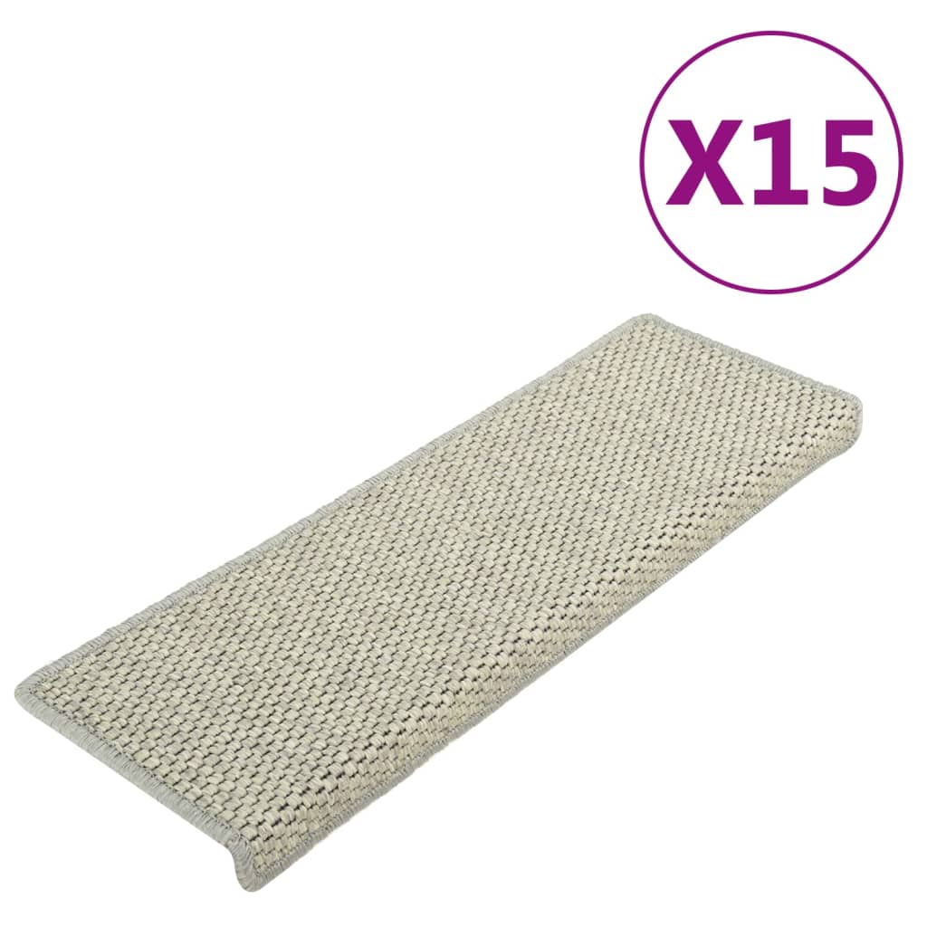 vidaXL Trapmatten zelfklevend 15 st sisal-look 65x21x4 cm grijs