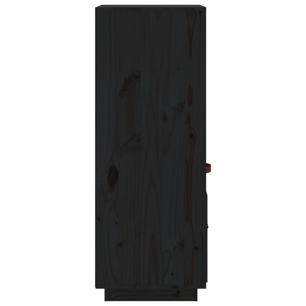 vidaXL Hoge kast 34x40x108,5 cm massief grenenhout zwart