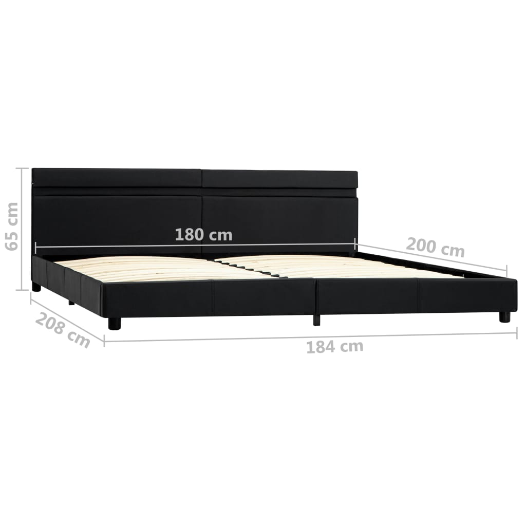 vidaXL Bedframe met LED kunstleer zwart 180x200 cm