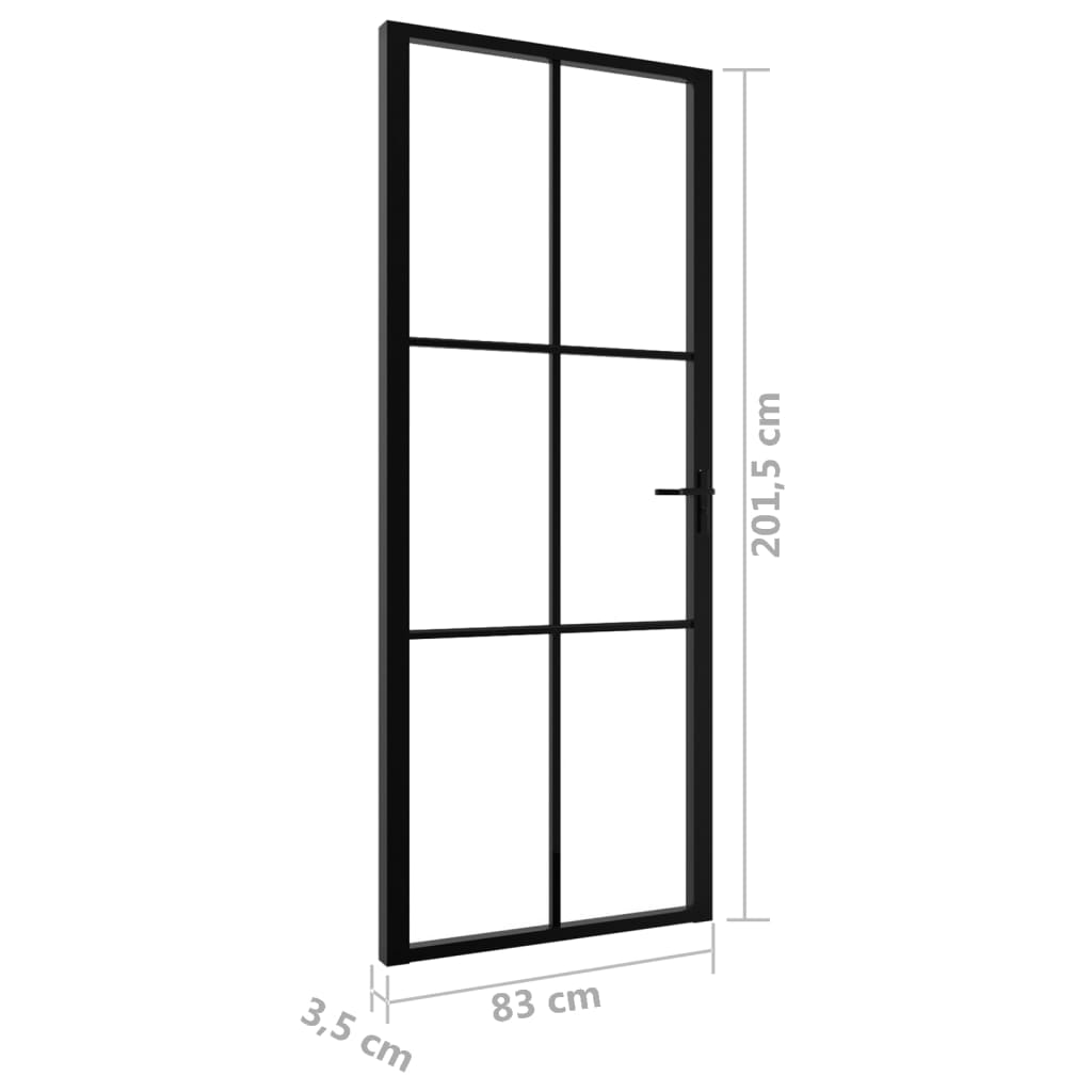 vidaXL Binnendeur 83x201,5 cm ESG-glas en aluminium zwart