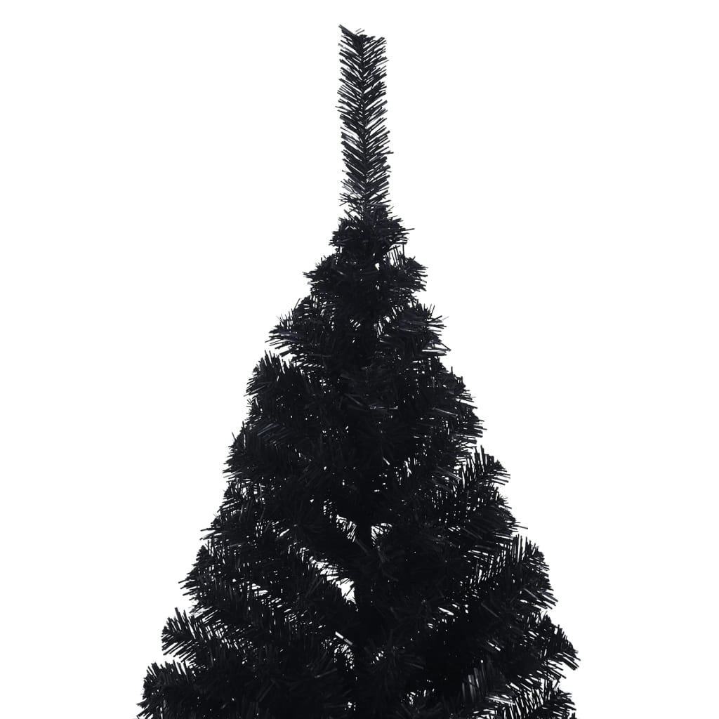 vidaXL Kunstkerstboom met standaard half 180 cm PVC zwart
