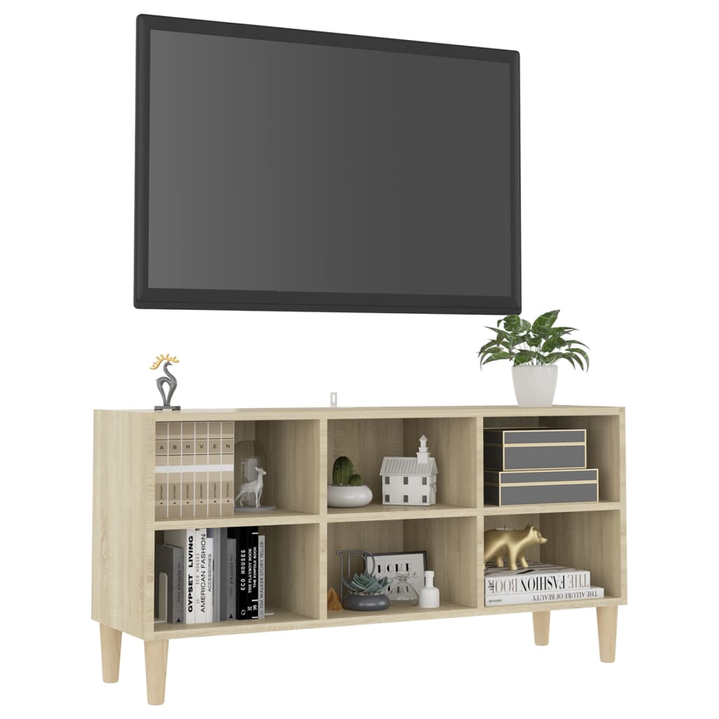 vidaXL Tv-meubel met houten poten 103,5x30x50 cm sonoma eikenkleurig