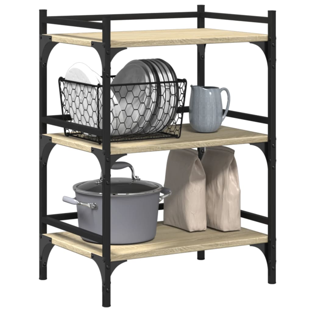 vidaXL Keuken Trolley Zwart eiken 60 x 45 x 80 cm Bewerkt hout vidaXL Keuken Trolley Zwart eiken 60 x 45 x 80 cm Bewerkt hout