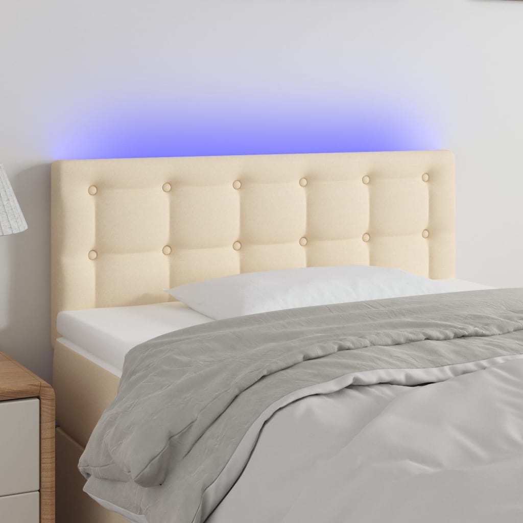 vidaXL Hoofdbord LED 100x5x78/88 cm stof crèmekleurig