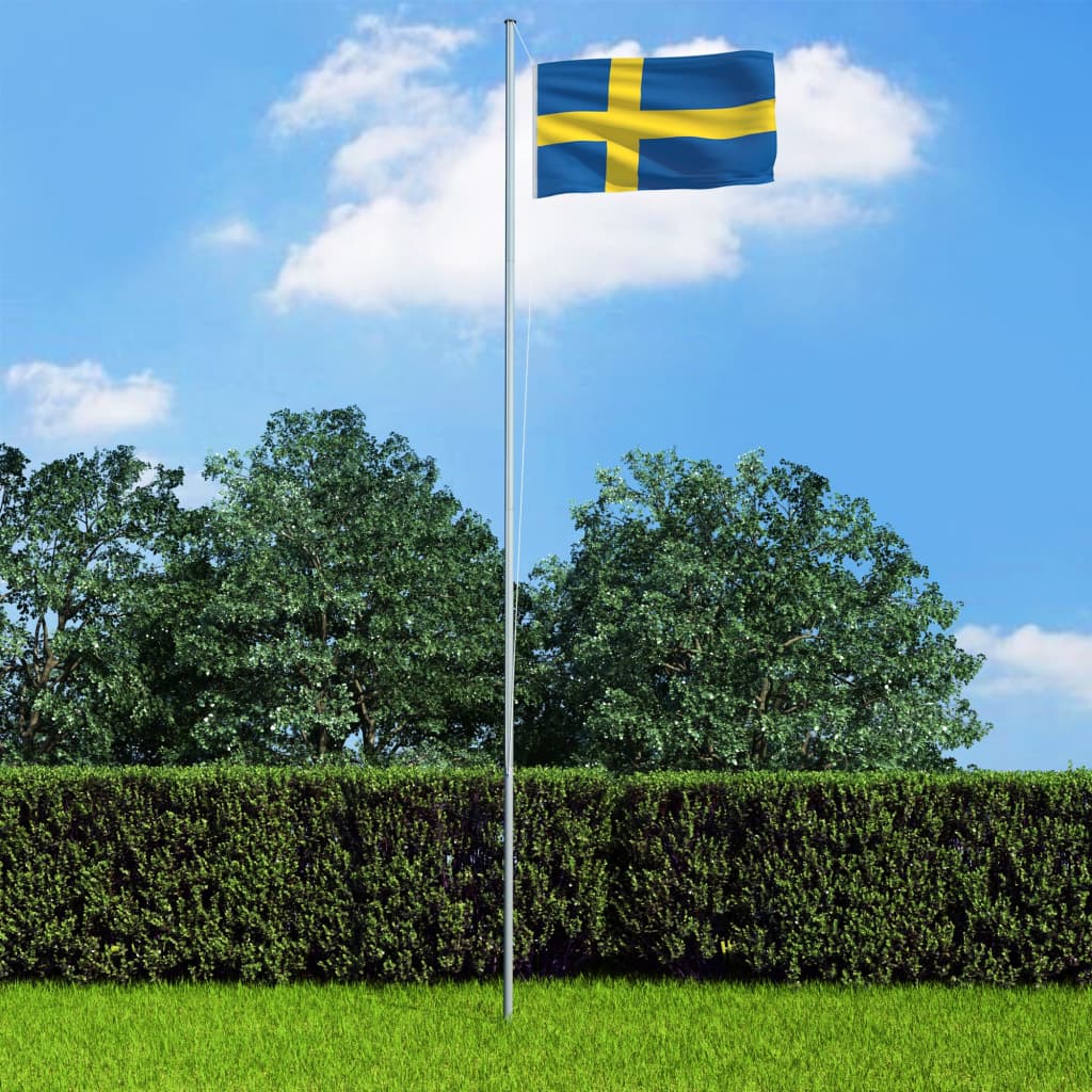 vidaXL Vlag met vlaggenmast Zweden 6,2 m aluminium