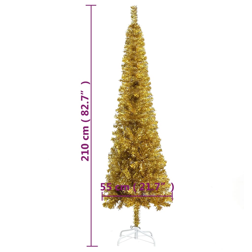 vidaXL Kerstboom smal 210 cm goudkleurig