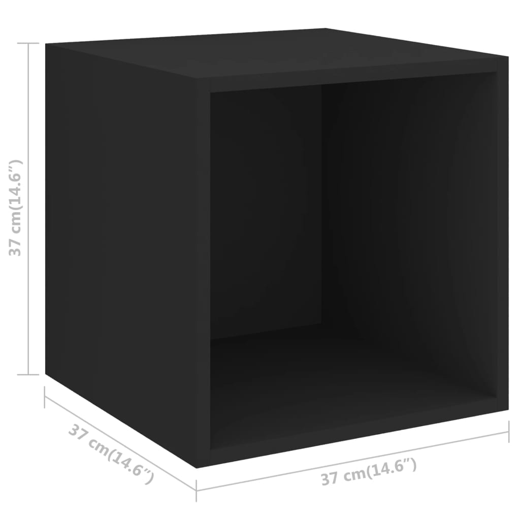 vidaXL Wandkasten 2 st 37x37x37 cm spaanplaat zwart