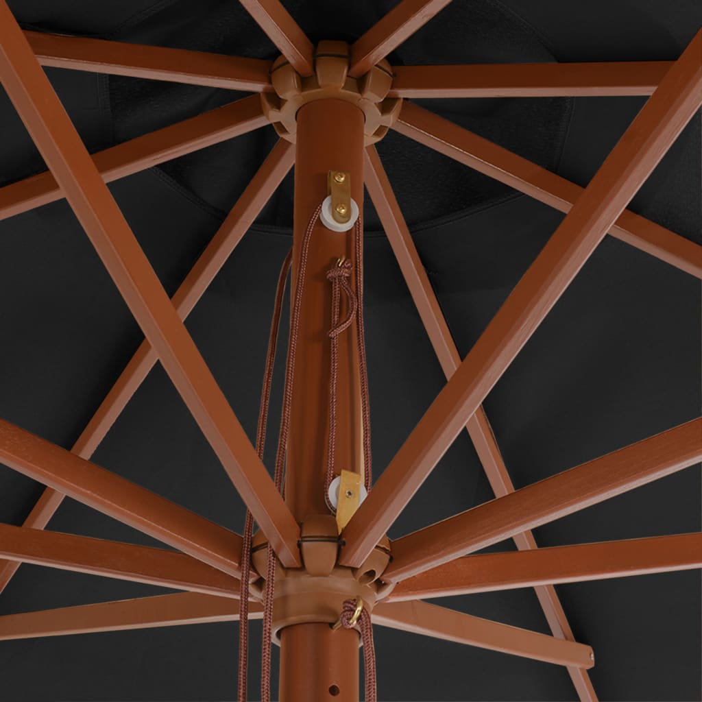 vidaXL Parasol met houten paal 350 cm antraciet