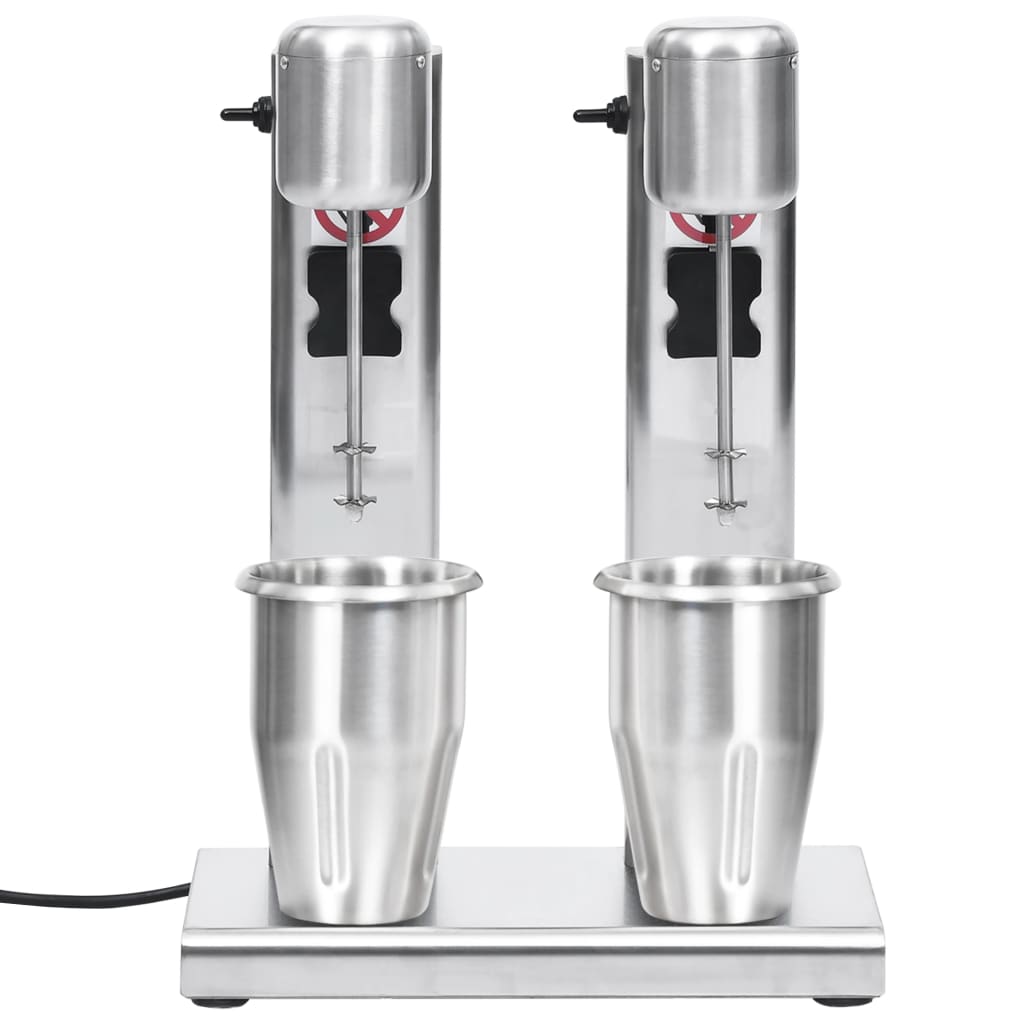 vidaXL Milkshake mixer met dubbele bekers roestvrij staal 2 L