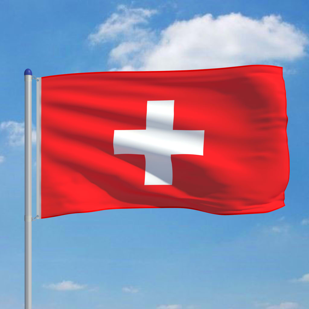 vidaXL Vlag met vlaggenmast Zwitserland 6 m aluminium