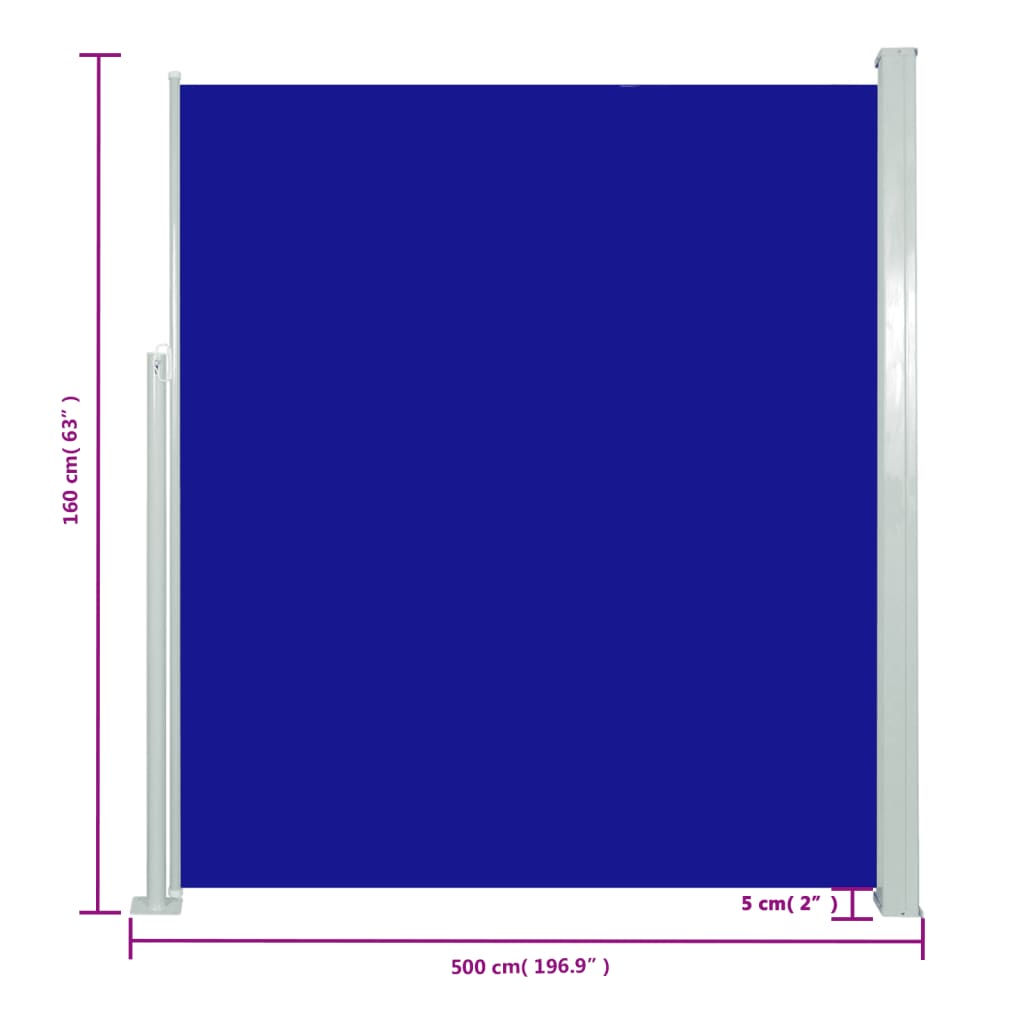 vidaXL Windscherm uittrekbaar 160x500 cm blauw
