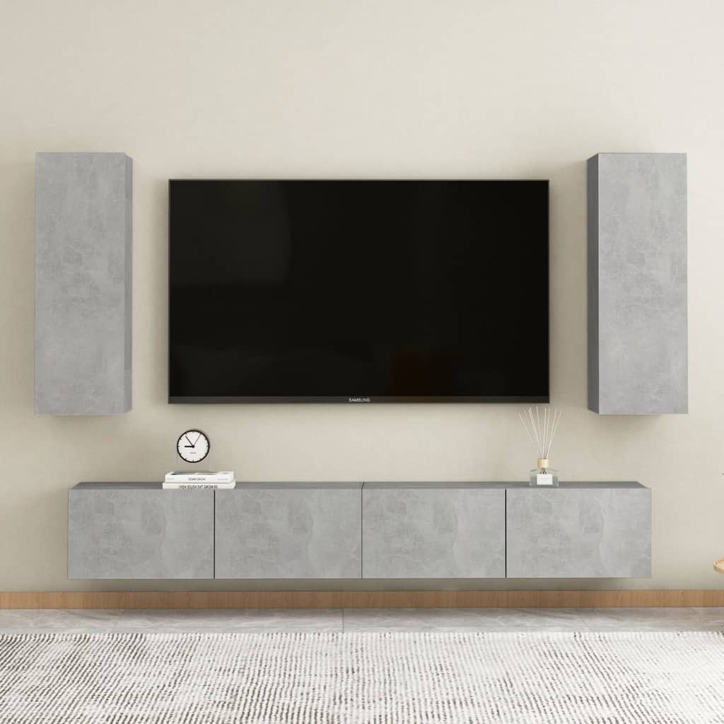 vidaXL Tv-meubel 30,5x30x90 cm bewerkt hout betongrijs