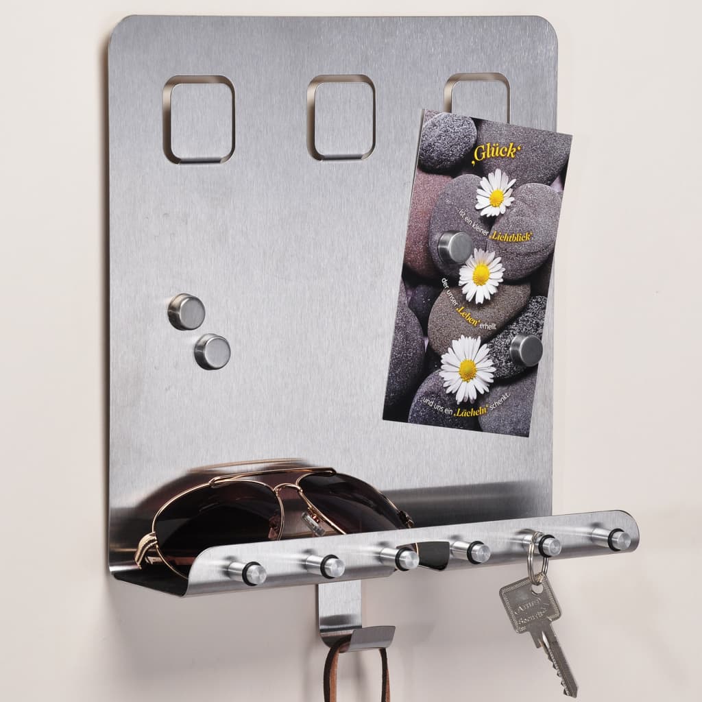 Blijkbaar patroon Omgekeerde HI Memobord met sleutelhouders 28,5x25x8 cm zilverkleurig kopen? | vidaXL.nl