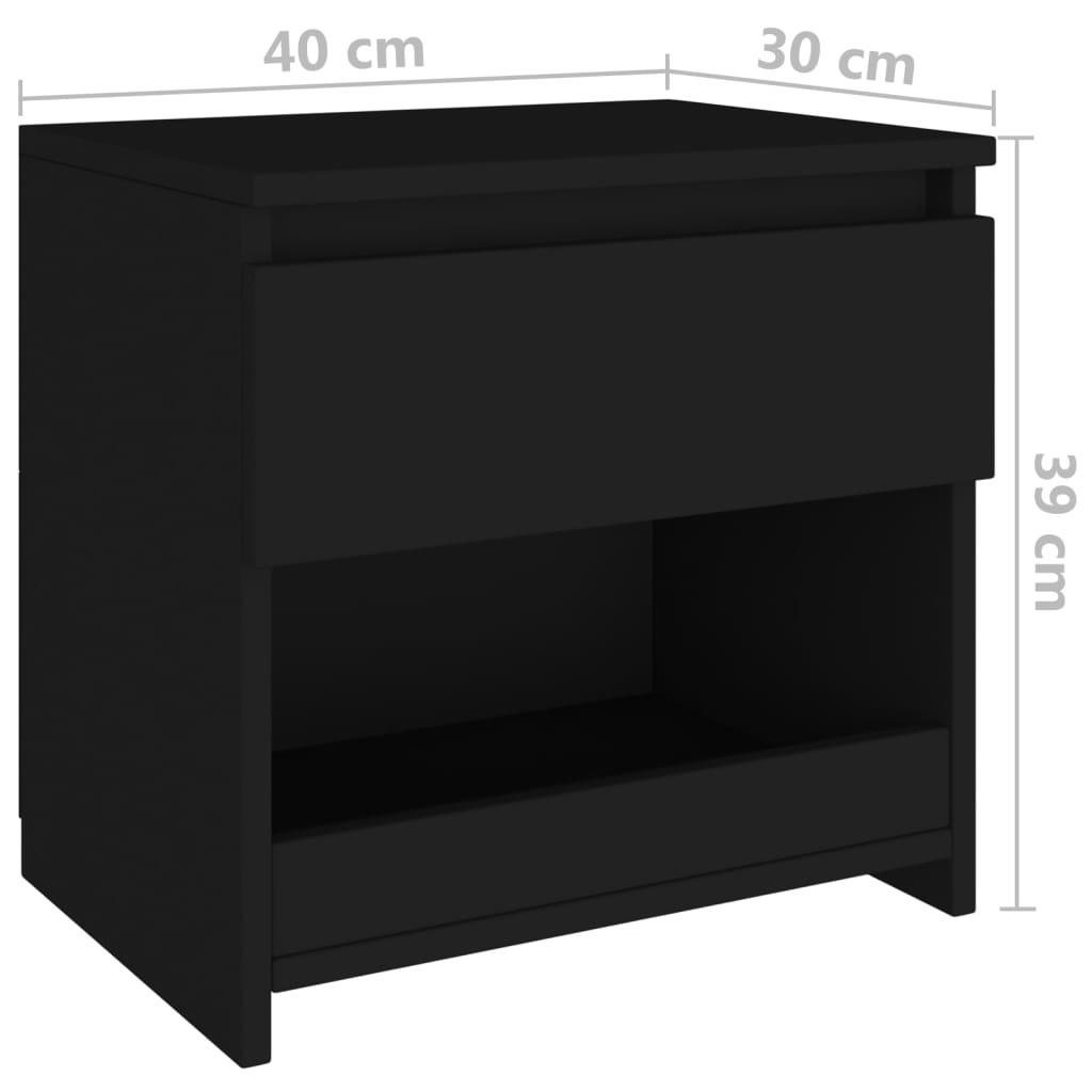 vidaXL Nachtkastjes 2 st 40x30x39 cm bewerkt hout zwart