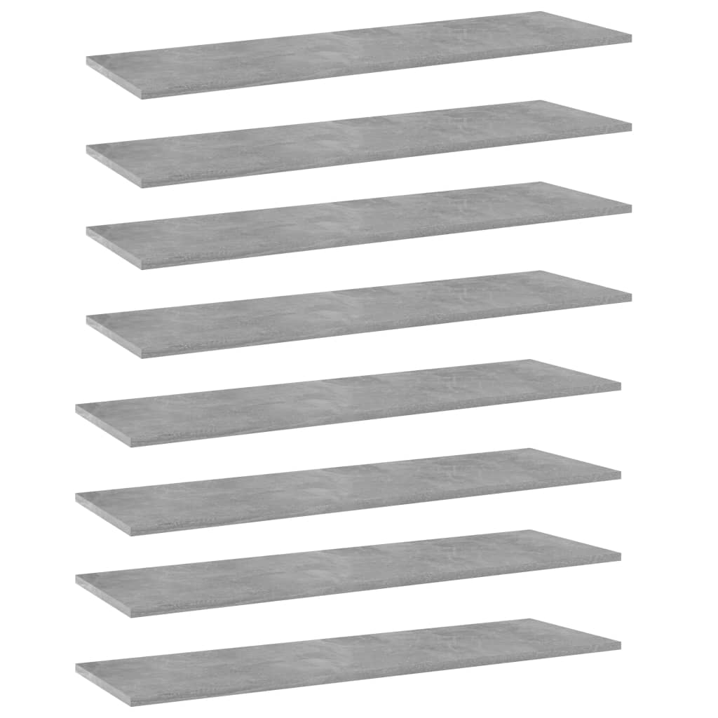 vidaXL Wandschappen 8 st 100x30x1,5 cm spaanplaat betongrijs