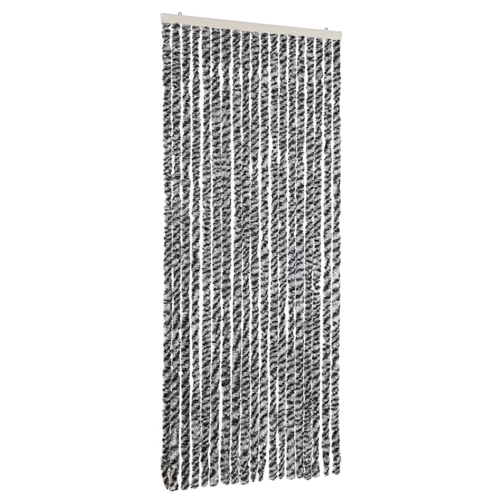 vidaXL Vliegengordijn 56x185 cm chenille grijs en zwart-wit