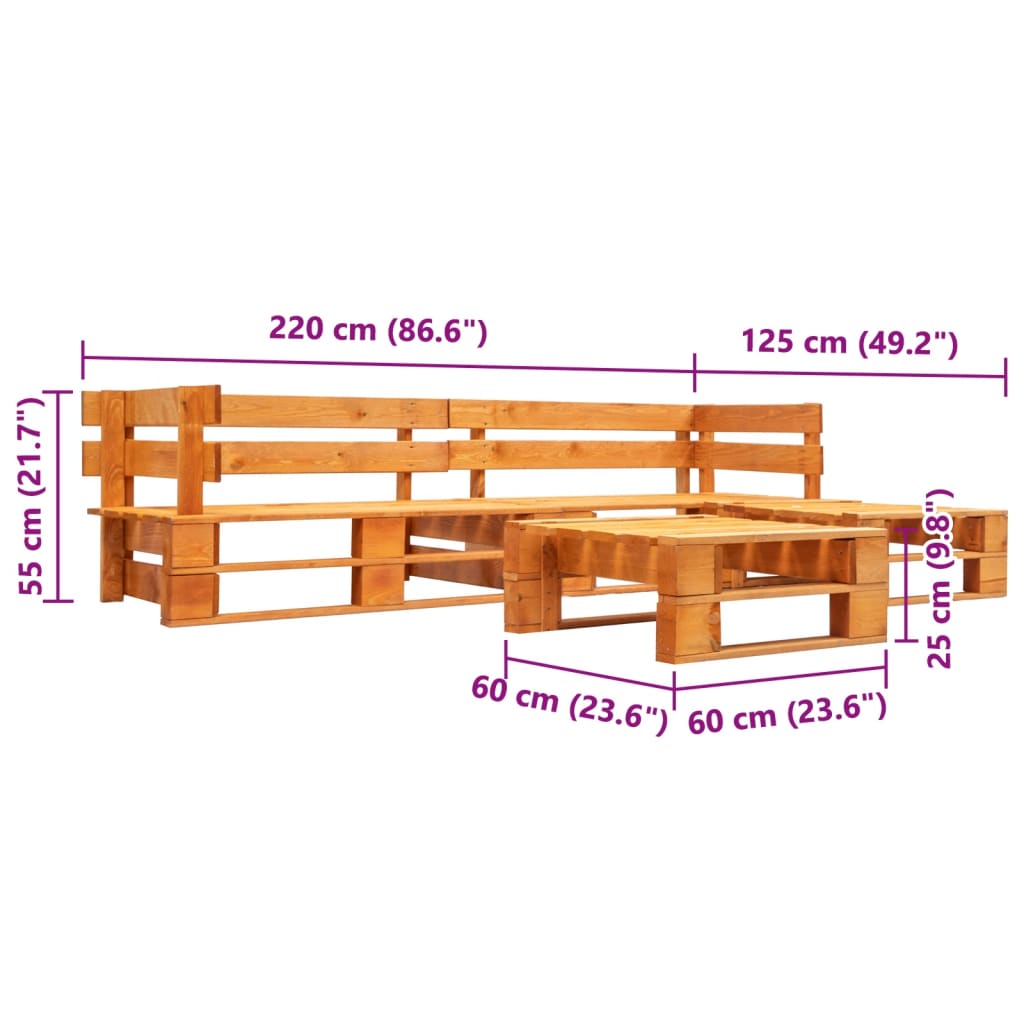 vidaXL 4-delige Loungeset pallet hout honingbruin