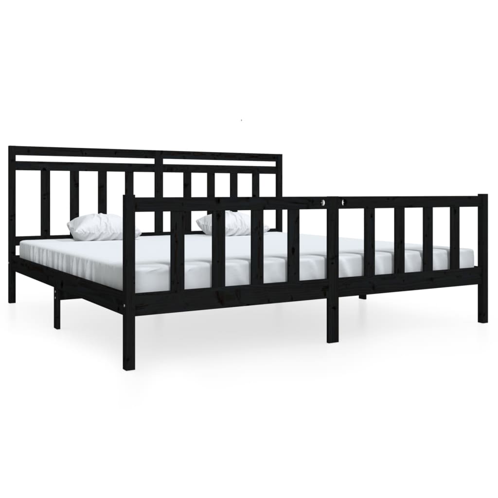 vidaXL Bedframe massief hout zwart 200x200 cm