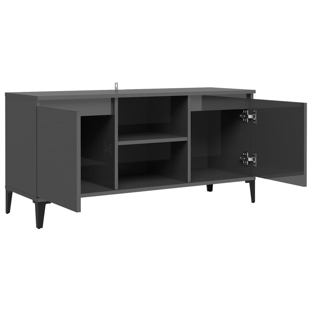 vidaXL Tv-meubel met metalen poten 103,5x35x50 cm hoogglans grijs