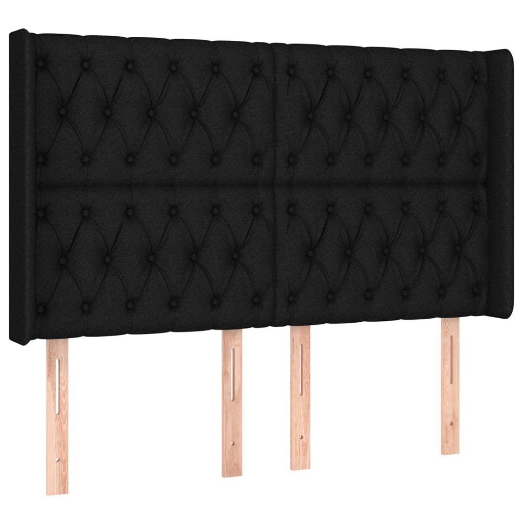 vidaXL Hoofdbord LED 163x16x118/128 cm stof zwart