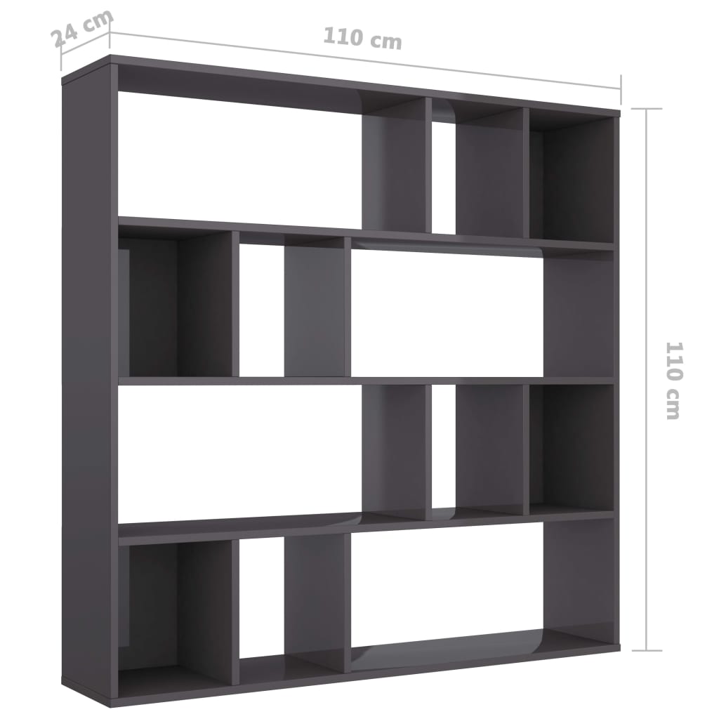 vidaXL Kamerscherm/boekenkast 43,3"x9,4"x43,3" bewerkt hout grijs