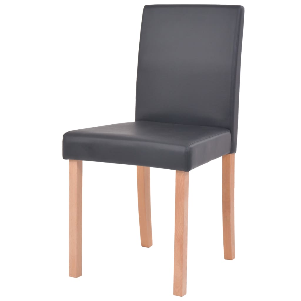 vidaXL Eettafel met stoelen kunstleer en eikenhout zwart 7 st
