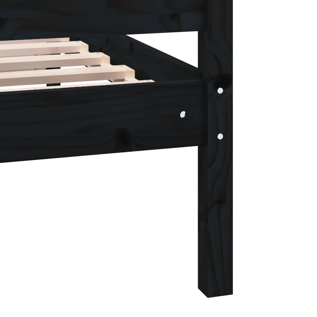 vidaXL Bedframe massief hout zwart 120x190 cm