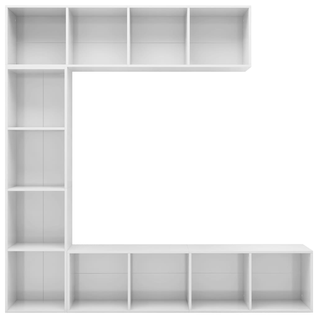 vidaXL 3-delige Boekenkast-/tv-meubelset 180x30x180 cm hoogglans wit