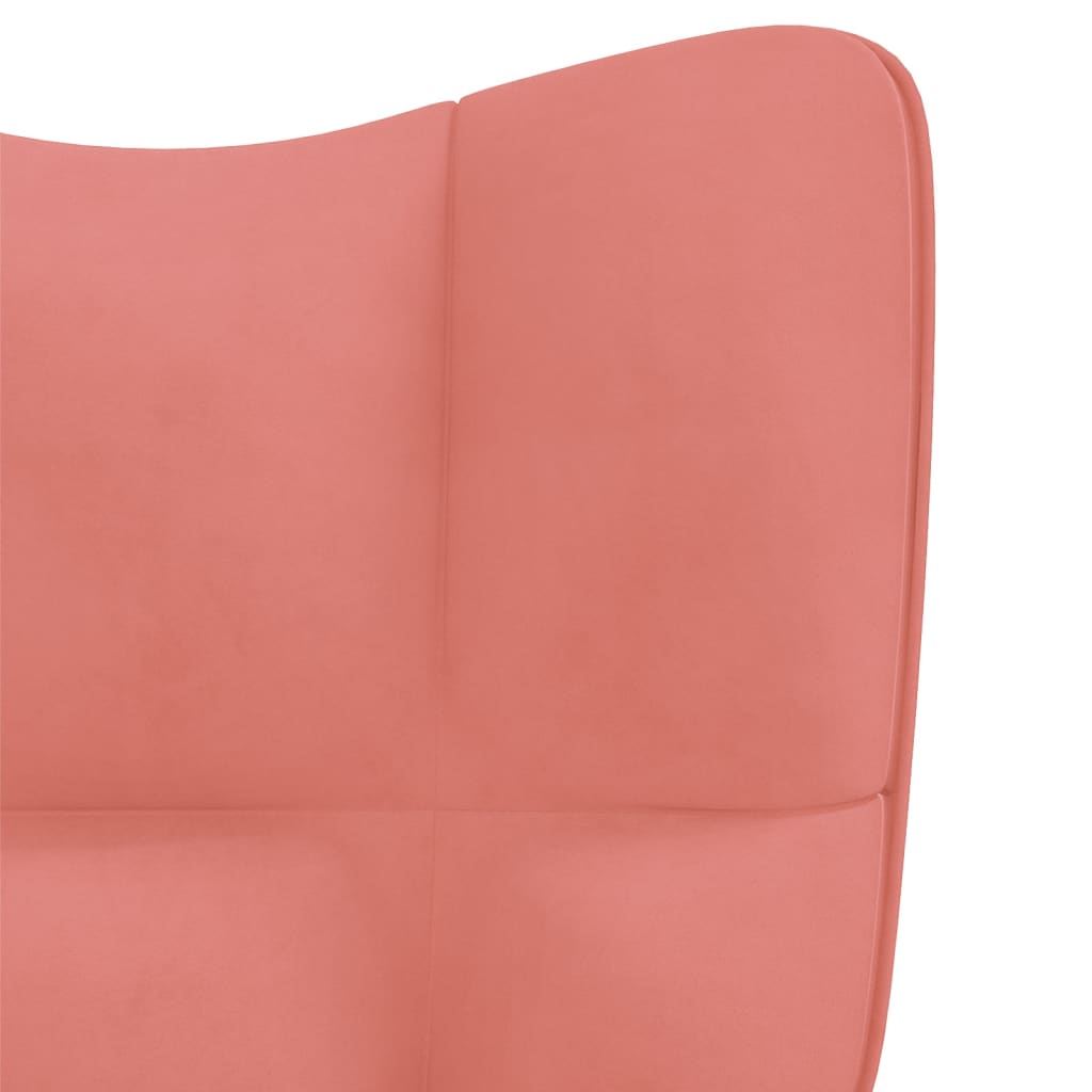 vidaXL Schommelstoel met voetenbank fluweel roze