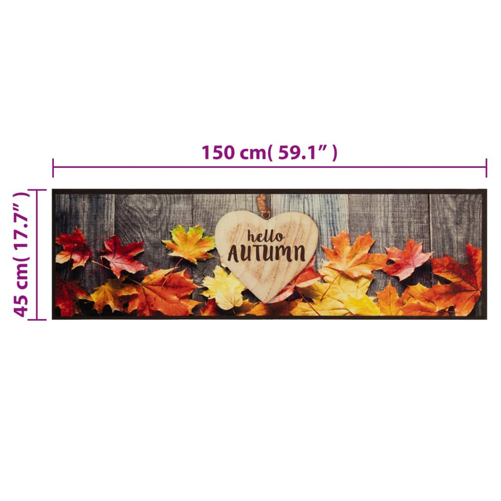 vidaXL Keukenmat wasbaar herfstprint 45x150 cm fluweel