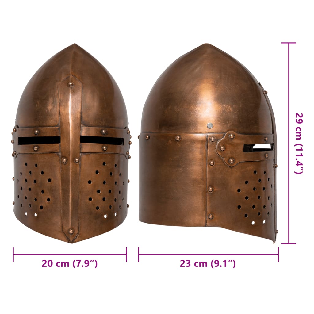 vidaXL Ridderhelm middeleeuws replica LARP staal koperkleurig