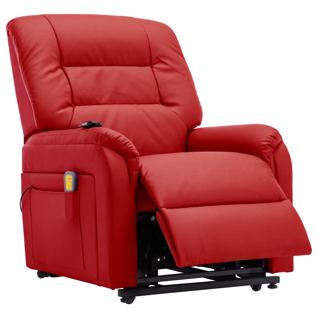 vidaXL Massagefauteuil elektrisch sta-op-stoel kunstleer rood