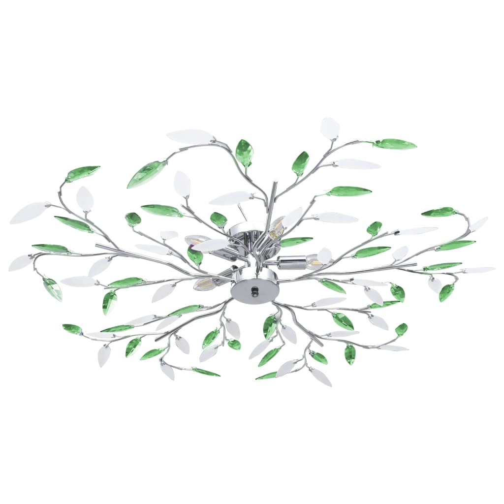 vidaXL Plafondlamp met acryl kristallen bladarmen voor 5xE14 groen