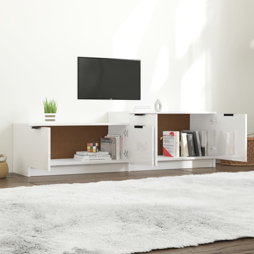 vidaXL Tv-meubel 158,5x36x45 cm bewerkt hout hoogglans wit