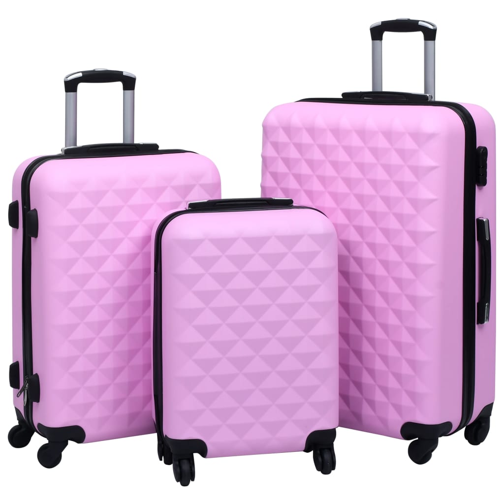 vidaXL 3-delige Harde kofferset ABS roze