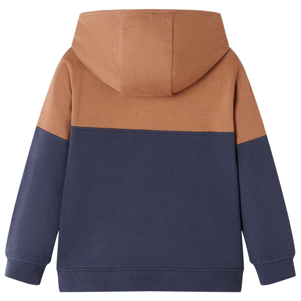 Kindersweater met capuchon halve rits 92 antraciet- en cognackleurig