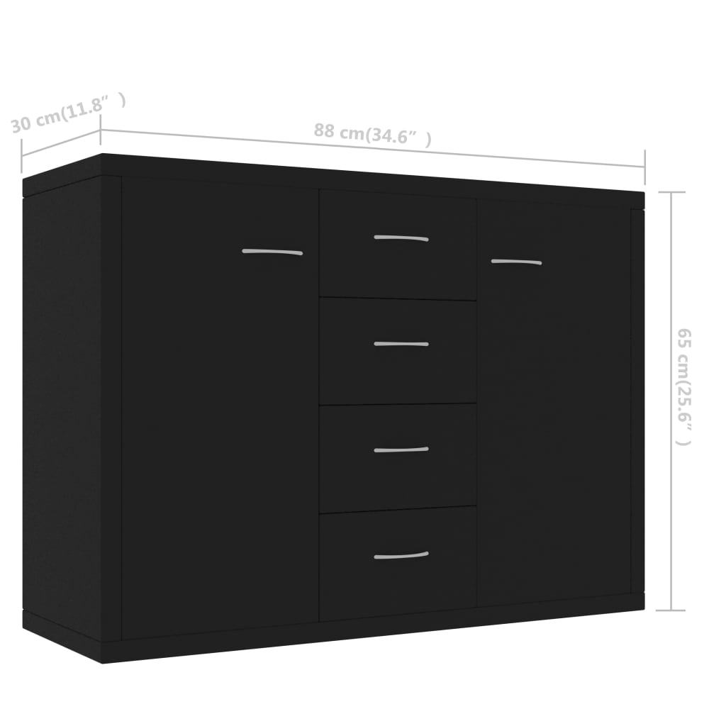 vidaXL Dressoir 88x30x65 cm bewerkt hout zwart