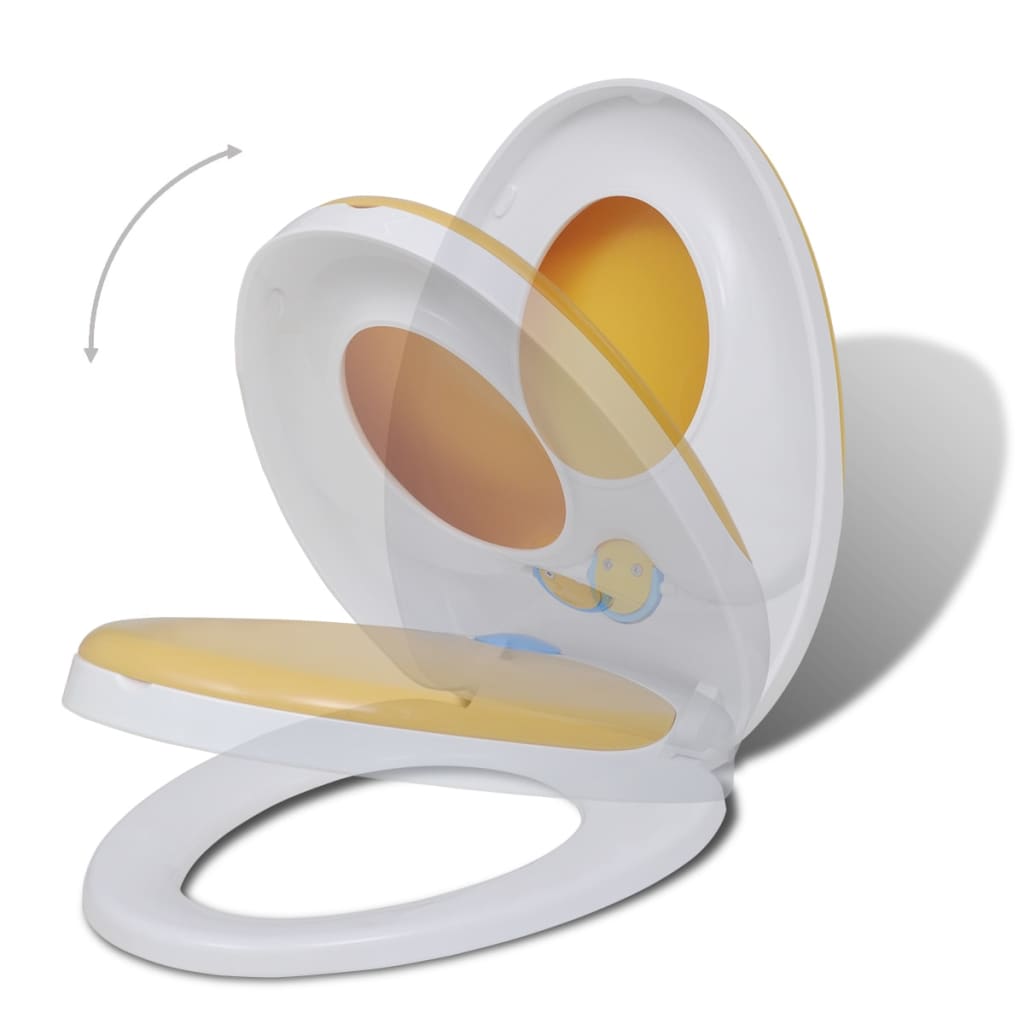 vidaXL Toiletbrillen met soft-close deksels 2 st kunststof wit en geel